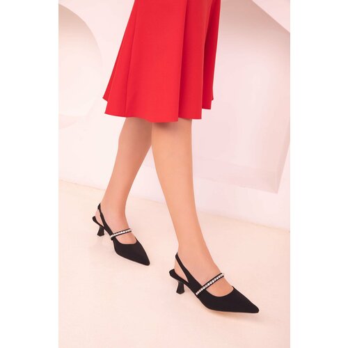 Soho Black Matte Satin Women's Classic Heeled Shoes 18039 Slike