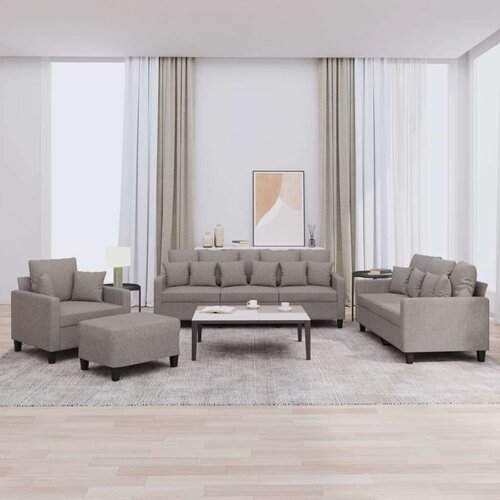  4-dijelni set sofa s jastucima smeđesivi od tkanine Slike