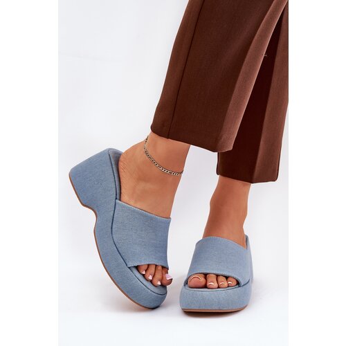Boto Fabric Women's Slippers On Platform And Wedge Jeans Afisal Cene