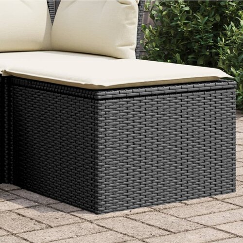 vidaXL Vrtni stolček z blazino črn 55x55x37 cm poli ratan Cene