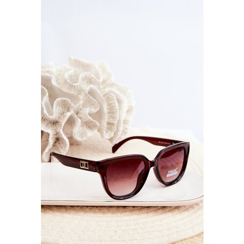 Kesi Women's Sunglasses with Gold Detailing UV400 Brown Cene
