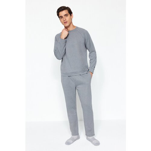 Trendyol Dark Gray Regular Fit Knitted Pajamas Set Slike