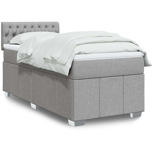 Box spring krevet s madracem svjetlosivi 90x190 cm od tkanine Slike