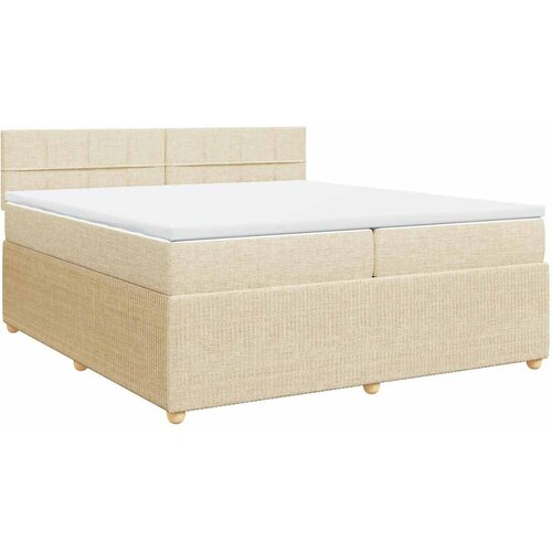  Krevet s oprugama i madracem krem 200 x 200 cm od tkanine Slike