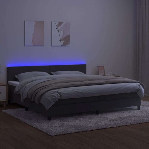  Box spring s madracem LED tamnosivi 200x200 cm bar&amp;scaron;un Slike