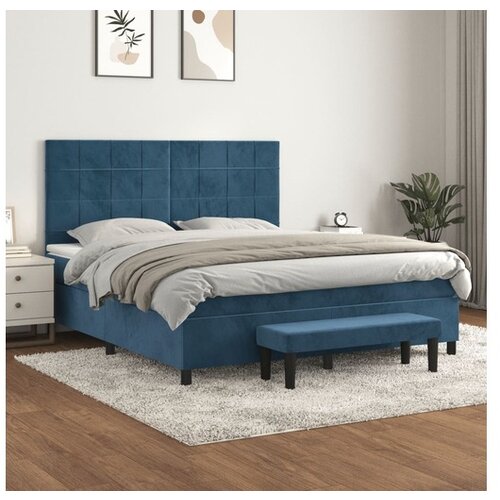 vidaXL Box spring postelja z vzmetnico temno modra 160x200 c Cene