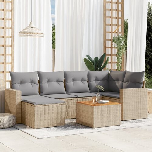 vidaXL 7-dijelni set vrtnih sofa s jastucima bež od poliratana Cijene