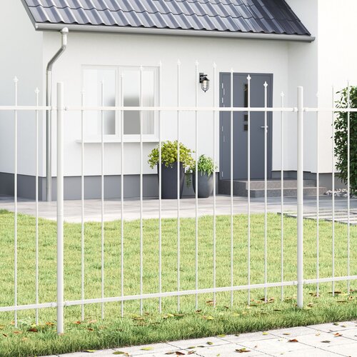 VidaXL Panel za ograjo s konico Bela Kovina Dolžina 100-125 cm Slike