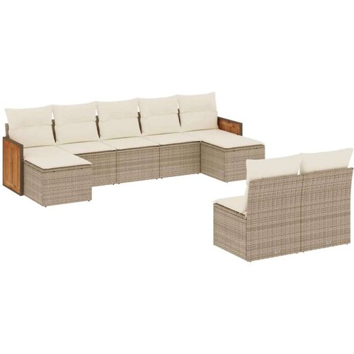 VidaXL 9-dijelni set vrtnih sofa s jastucima bež od poliratana Slike