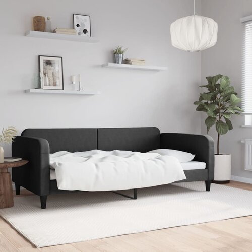  Dnevni krevet crni 100 x 200 cm od tkanine Cijene
