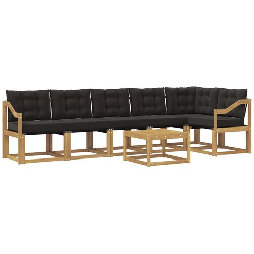 vidaXL Zunanja garnitura za sedenje z blazino 7 pcs Bela in črna, (5000281805) Cene