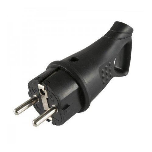 Somogyi elektronic KFt utikač &amp;scaron;uho pod uglom 45* gumeni IP44 crn 250V/16A/3680W ( KABU45/Z ) Slike