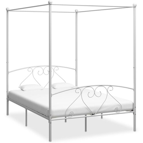 VidaXL Okvir za krevet s nadstre&amp;scaron;nicom bijeli metalni 160 x 200 cm Slike