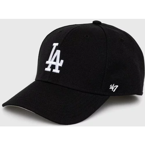 47 Brand Kapa sa šiltom s dodatkom vune MLB Los Angeles Dodgers boja: crna, s aplikacijom, BMVP12WBV