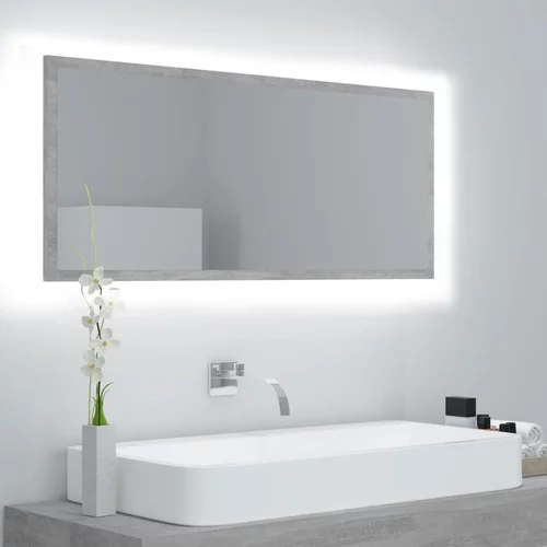 vidaXL LED kopalniško ogledalo betonsko sivo 100x8,5x37 cm iverna pl.