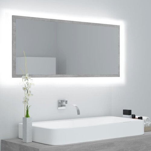 VidaXL LED kupaonsko ogledalo siva boja betona 100 x 8,5 x 37 cm drvo Slike