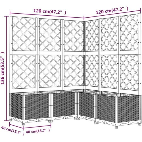 VidaXL Vrtna sadilica s re&amp;scaron;etkom smeđa 120 x 120 x 136 cm PP Slike