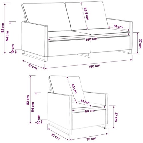  Set sofe 2 pcs Tamnosiva Umjetni sued - Tamnosiva Jednostruka + Dvostruka (140 cm) Slike