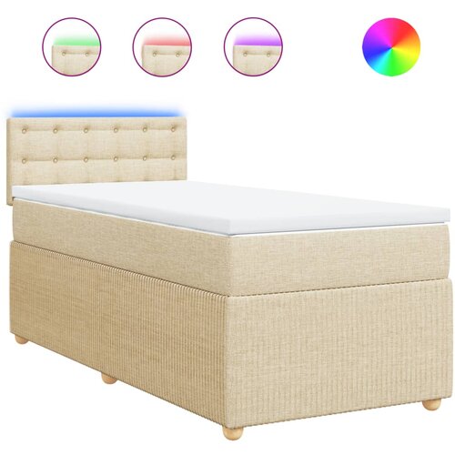 vidaXL Box spring postelja z vzmetnico krem 90x190 cm blago, (21291657) Cene