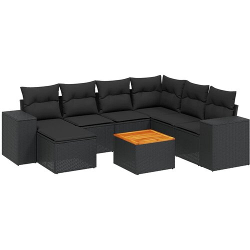  8-dijelni set vrtnih sofa od poliratana s jastucima crni Crna 83 x 62 x 69 cm Slike