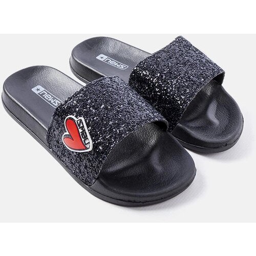 Gemre Black Glitter Children's Slides Boncoeur Cene