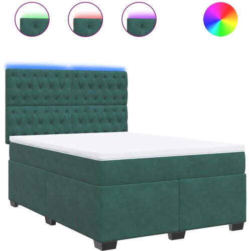 VidaXL Box spring postelja z vzmetnico temno zelena 140x200 cm žamet, (21307035) Slike