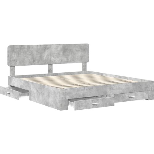  Krevetna konstrukcija s ladicama Betonski sivi 200 x 200 cm Siva 203 x 203 x 90 cm Slike