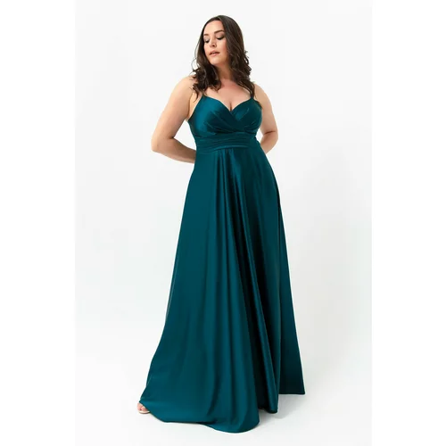 Lafaba Plus Size Evening Dress - Blue - Basic