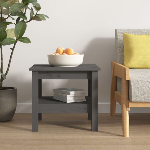 VidaXL stolić za kavu sivi 45 x 45 x 40 cm od masivne borovine Slike