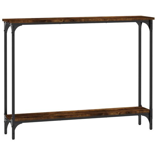 Maison Chic konzolna miza - miza ob steni dimljen hrast 100x22,5x75 cm inženirski les, (21786363) Slike