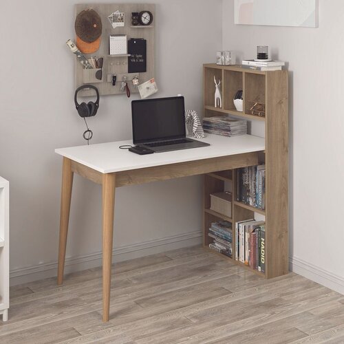 Hanah home radni sto Calvia, 120 cm, beli / orah Cene