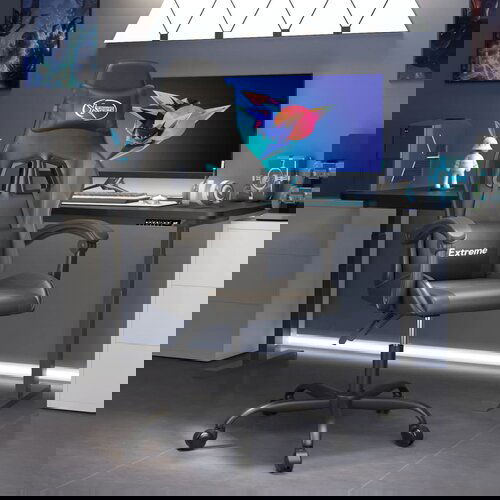 VidaXL Okretna igraća stolica crna od umjetne kože Slike