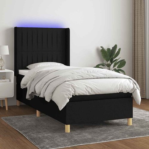  box spring s madracem LED crni 90x190 cm od tkanine Cijene