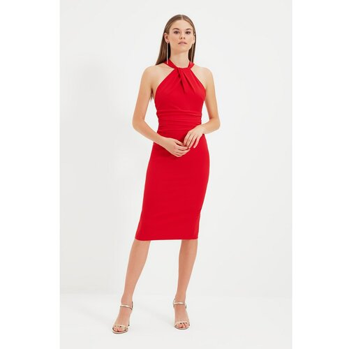 Trendyol red collar detailed dress Cene