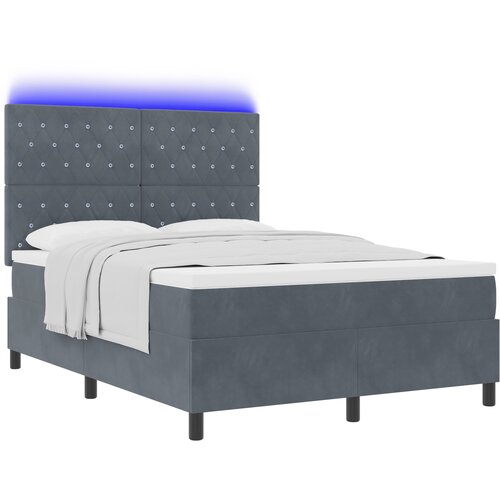 vidaXL Postelja z vzmetnico in LED temno siva 140x190 cm žamet, (22050339) Cene