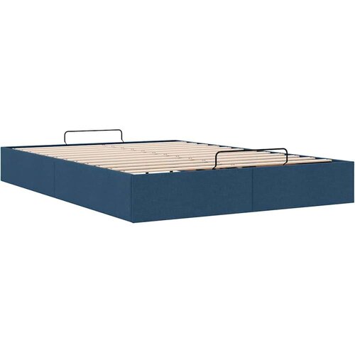 VidaXL Otomanski okvir kreveta bez madraca plavi 140x190 cm od tkanine Slike