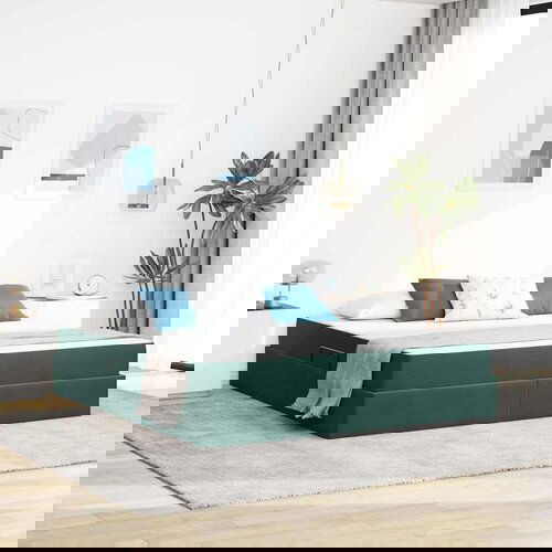 VidaXL Krevet s madracem i skladi&amp;scaron;tem Tamnozelena 160 x 200 cm Bar&amp;scaron;un Slike