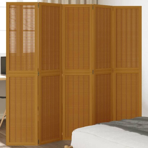  The Living Store Paravan 5-delni rjav trden les pavlovnije - Pregrada Za Prostor, (21494181) Slike
