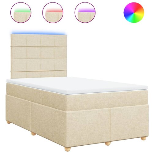 vidaXL Box spring postelja z vzmetnico krem 120x200 cm blago, (21309463) Cene