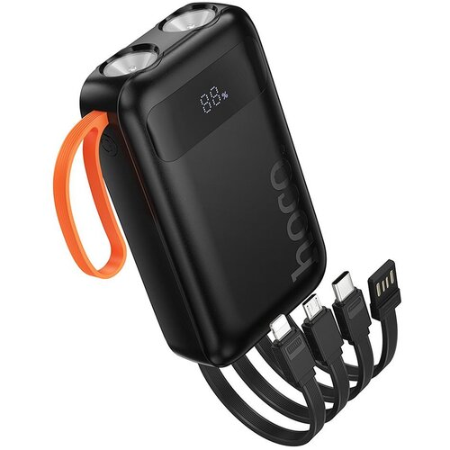 Powerbank Hoco 10000 mAh sa ugradenim kablovima USB A + USB C+ Lightning + Micro USB i dvojnim svetlom J151 crni Cene