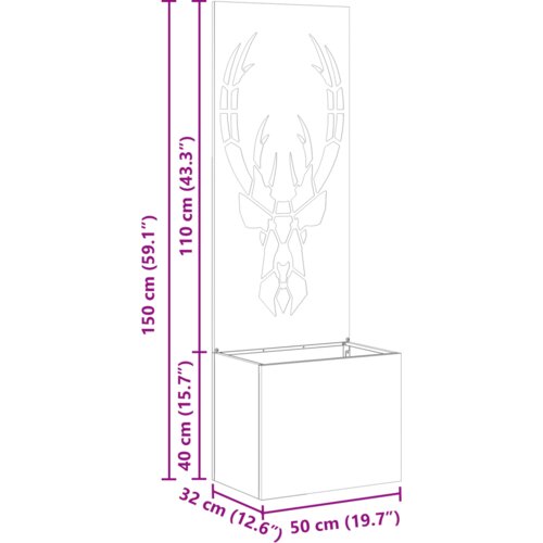 vidaXL Vrtni Sadič s Dekorativnom Pločom Crna 50 x 140 cm Cene