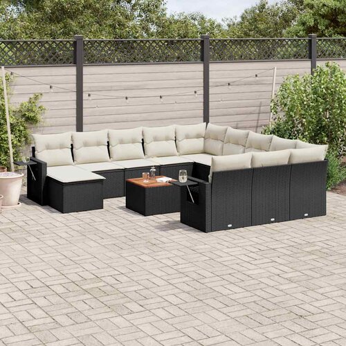  13-dijelni set vrtnih sofa s jastucima poliratan crni Cijene