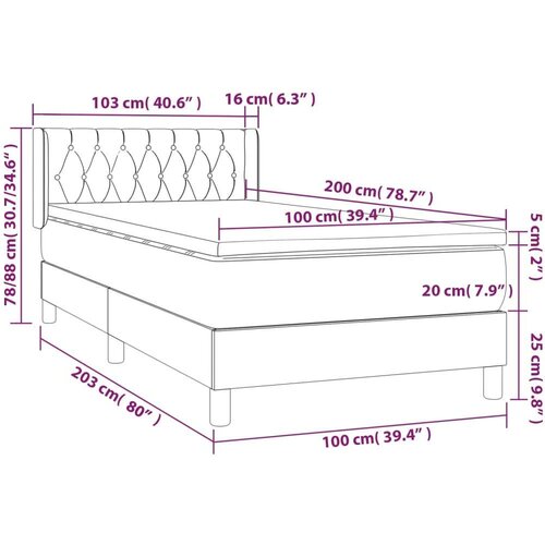 VidaXL Box spring krevet s madracem ružičasti 100x200 cm bar&amp;scaron;unasti Slike
