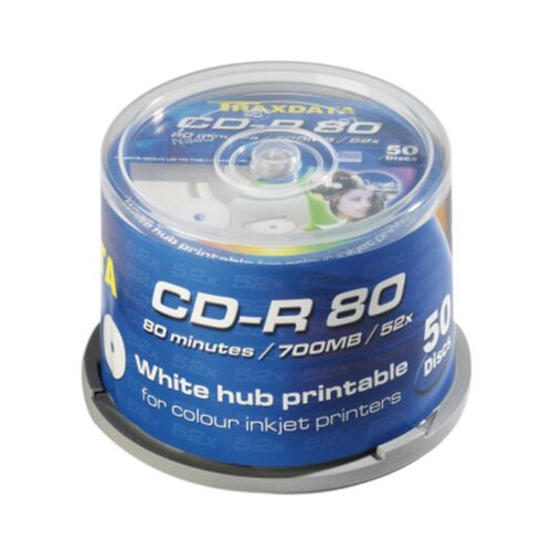  CD-R TRAXDATA, 700 MB, 52X, CAKE 50 kom PRINTABLE WHITE Cijene