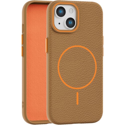  leather grip magsafe maska za iphone 15 - narandžasta Cene