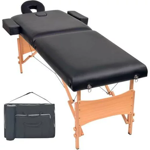  2-conska zložljiva masažna miza debelina 10 cm črna