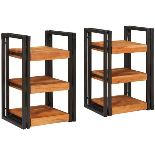 vidaXL Nočna omarica 2 pcs Rjava in črna Trden les akacije Cene