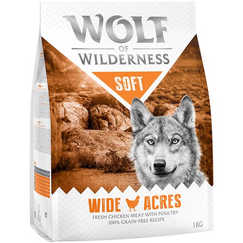 Wolf of Wilderness 3 + 1 gratis! 4 x 1 kg - Wide Acres - piletina (Soft &amp;amp; Strong) Slike