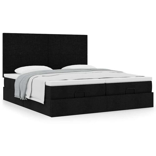 vidaXL Otomanski posteljni okvir z vzmetnicami črn 160x200 cm blago Cene