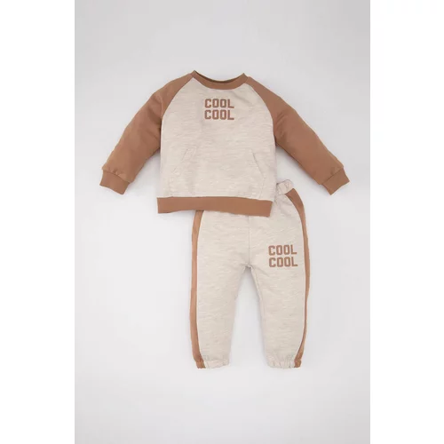 Defacto Baby Boy Slogan Printed Sweatshirt Sweatpants 2 Piece Set